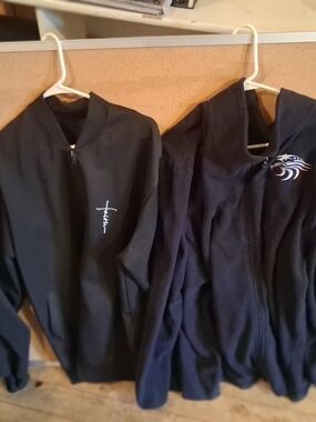 Black Zip-Up Sweatshirts with Small White Logos